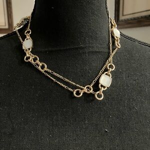Gold Chain Necklace with White Accents